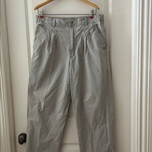 Woolrich Vintage Chino ZipUp pleat elastic wide straight leg Pants pockets 34/34